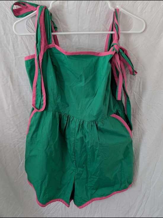 Day + Moon Pants - NWT Day + Moon Green and Pink Tie-Shoulder Romper